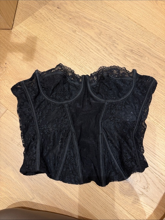 Mistress Rocks Tops - Black Lace Bustier Camisole Top